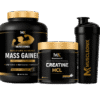 Muscleonix protein, pre workout, and shaker for fitness enthusiasts.